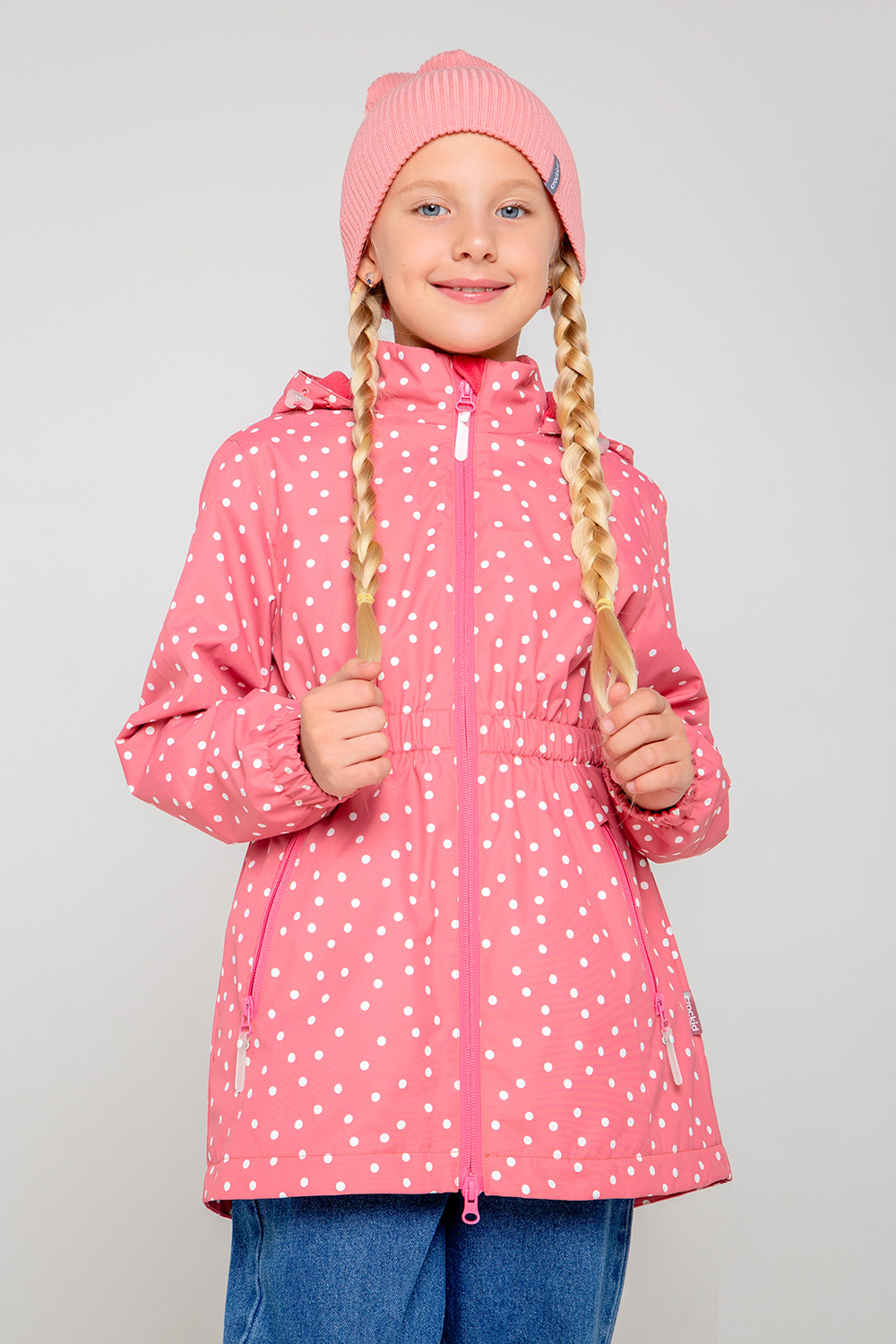 

Ветровка детская CROCKID 2G JKT 0240, светло-коралловый, белые капельки, 128, Розовый, 2G JKT 024.0