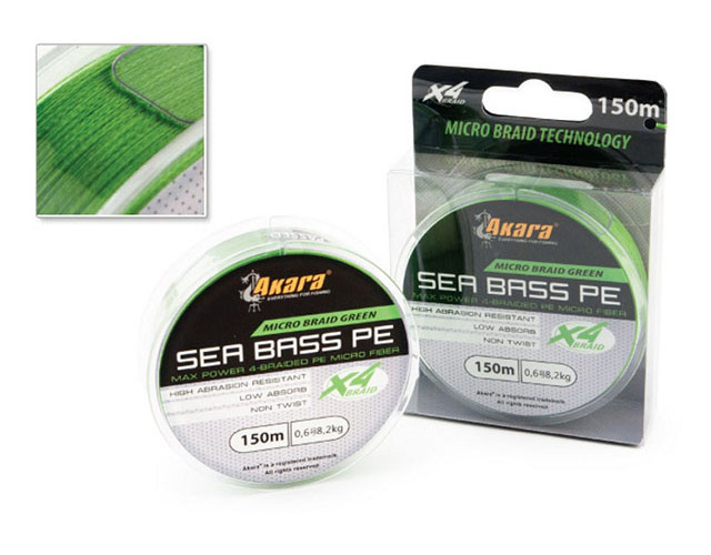 

Леска плетеная (шнур) AKARA SEA BASS PE MICRO BRAID GREEN (MBG-150-013 (150 м 0,13мм), Зеленый