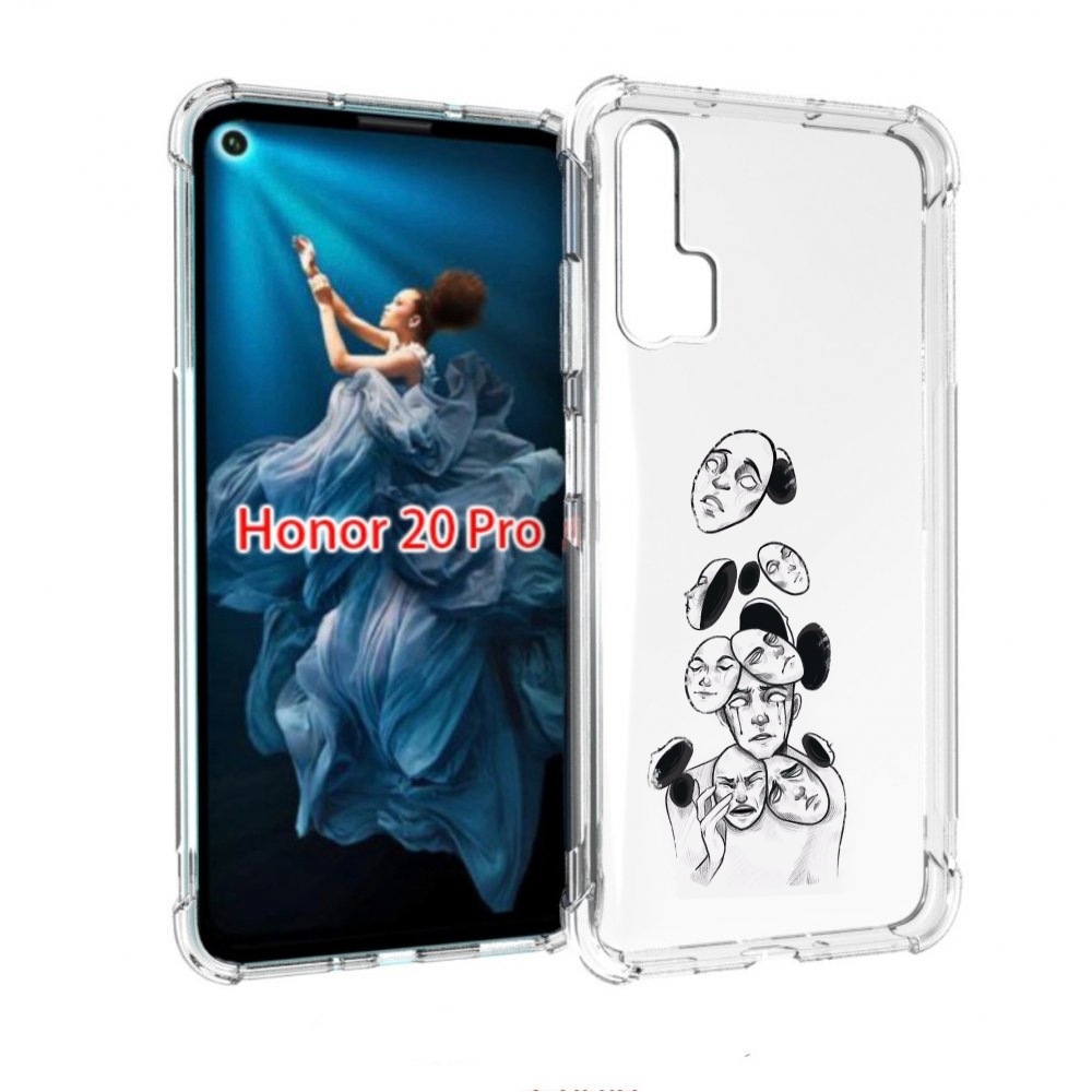 

Чехол бампер MyPads человек с разными масками для Honor 20 Pro п, Прозрачный, Tocco