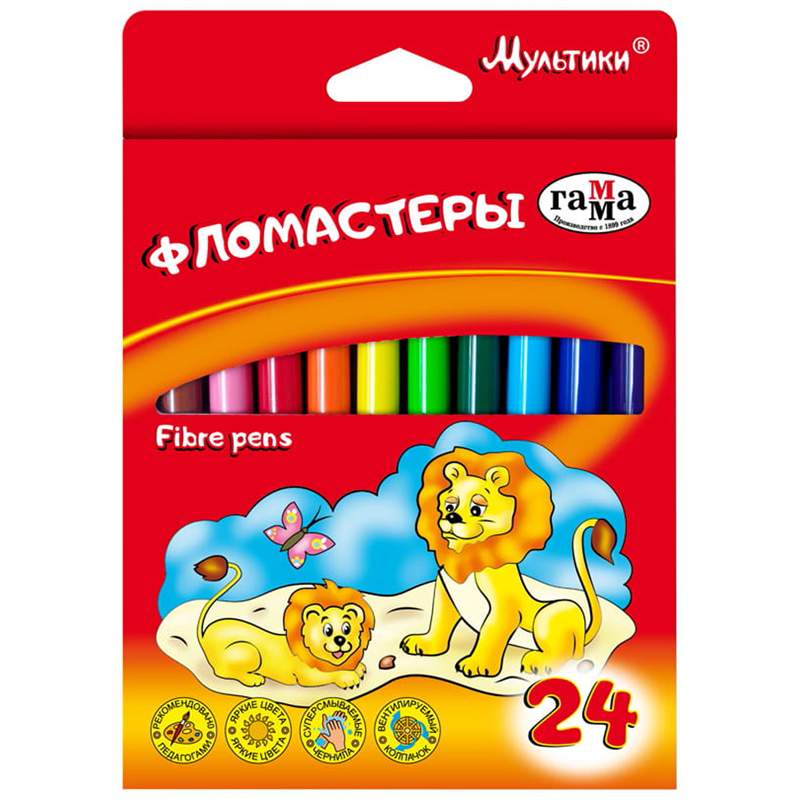 

Набор фломастеров Гамма "Мультики", арт. 286578, 24 цв х 3 упак.