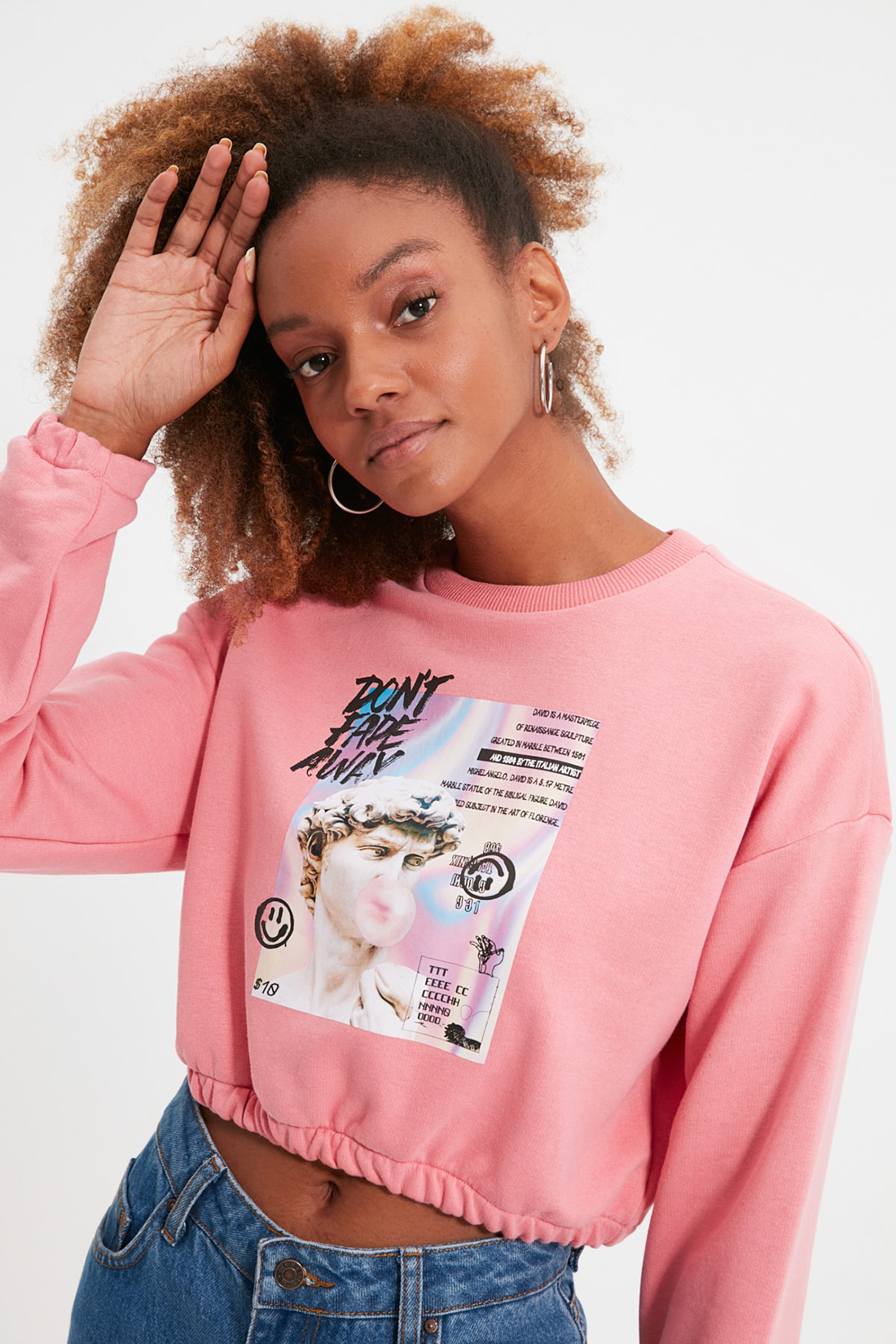 

Свитшот женский Trendyol TWOAW22SW0251 розовый S, TWOAW22SW0251