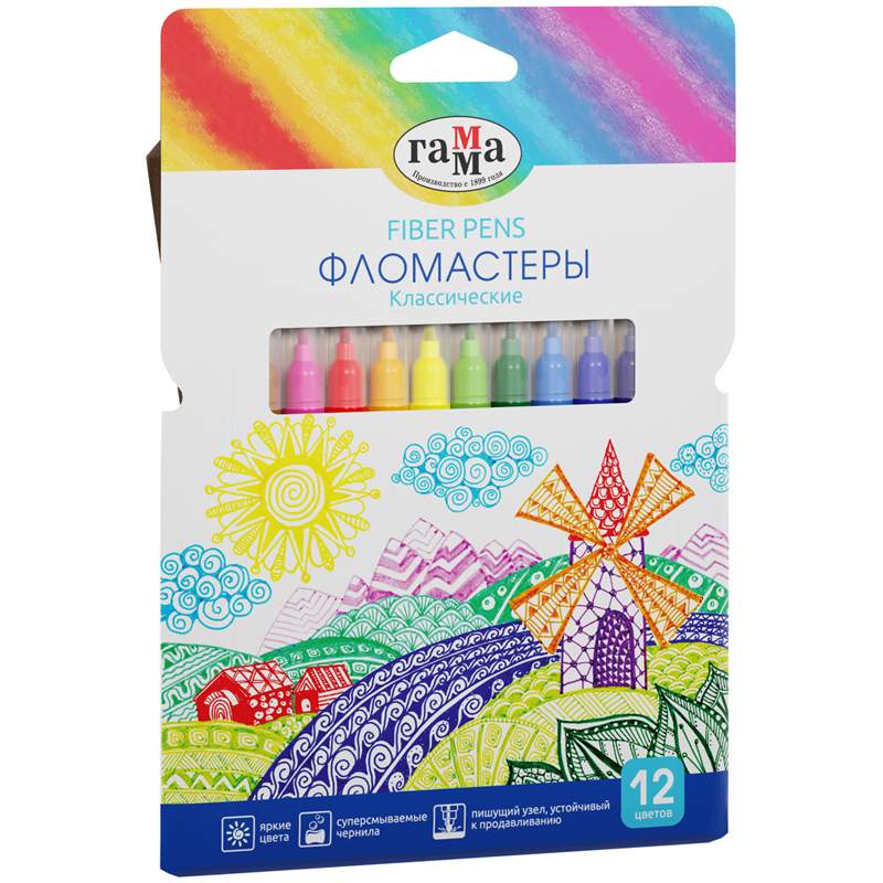 

Набор фломастеров Гамма "Классические", арт. 286570, 12 цв х 3 упак.