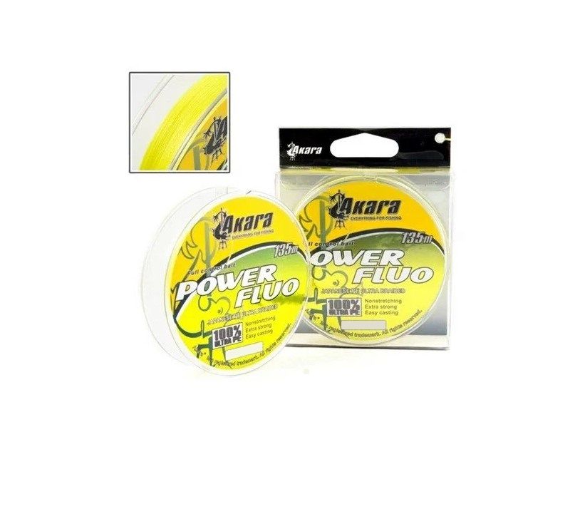 

AKARA Леска плетеная (шнур) AKARA POWER FLUO (PF-010 (135 м 0,1мм) ), Желтый