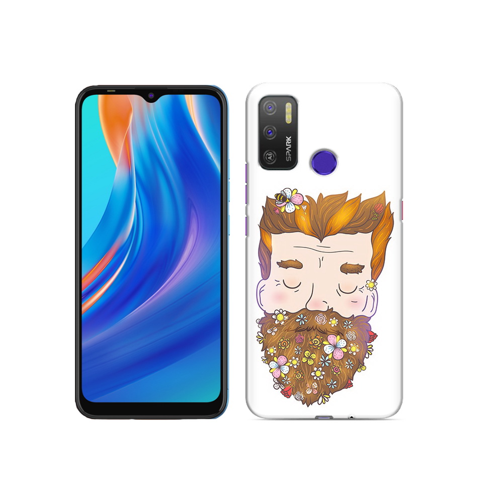 

Чехол MyPads Tocco для Tecno Spark 5 Air мужчина с цветами в бороде, Прозрачный, Tocco