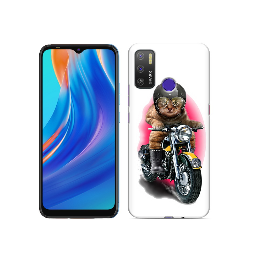 

Чехол MyPads Tocco для Tecno Spark 5 Air мото-кот, Прозрачный, Tocco