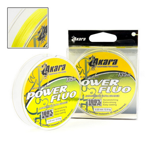 

AKARA Леска плетеная (шнур) AKARA POWER FLUO (PF-022 (135 м 0,22мм) ), Желтый