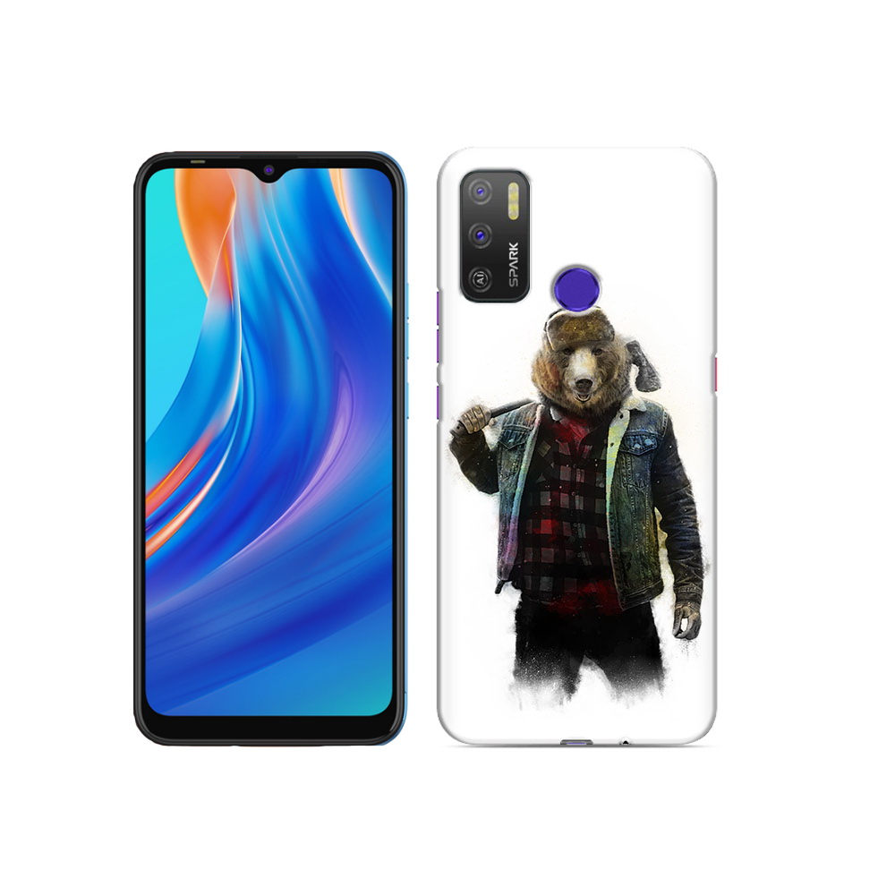 

Чехол MyPads Tocco для Tecno Spark 5 Air медведь с топором, Прозрачный, Tocco