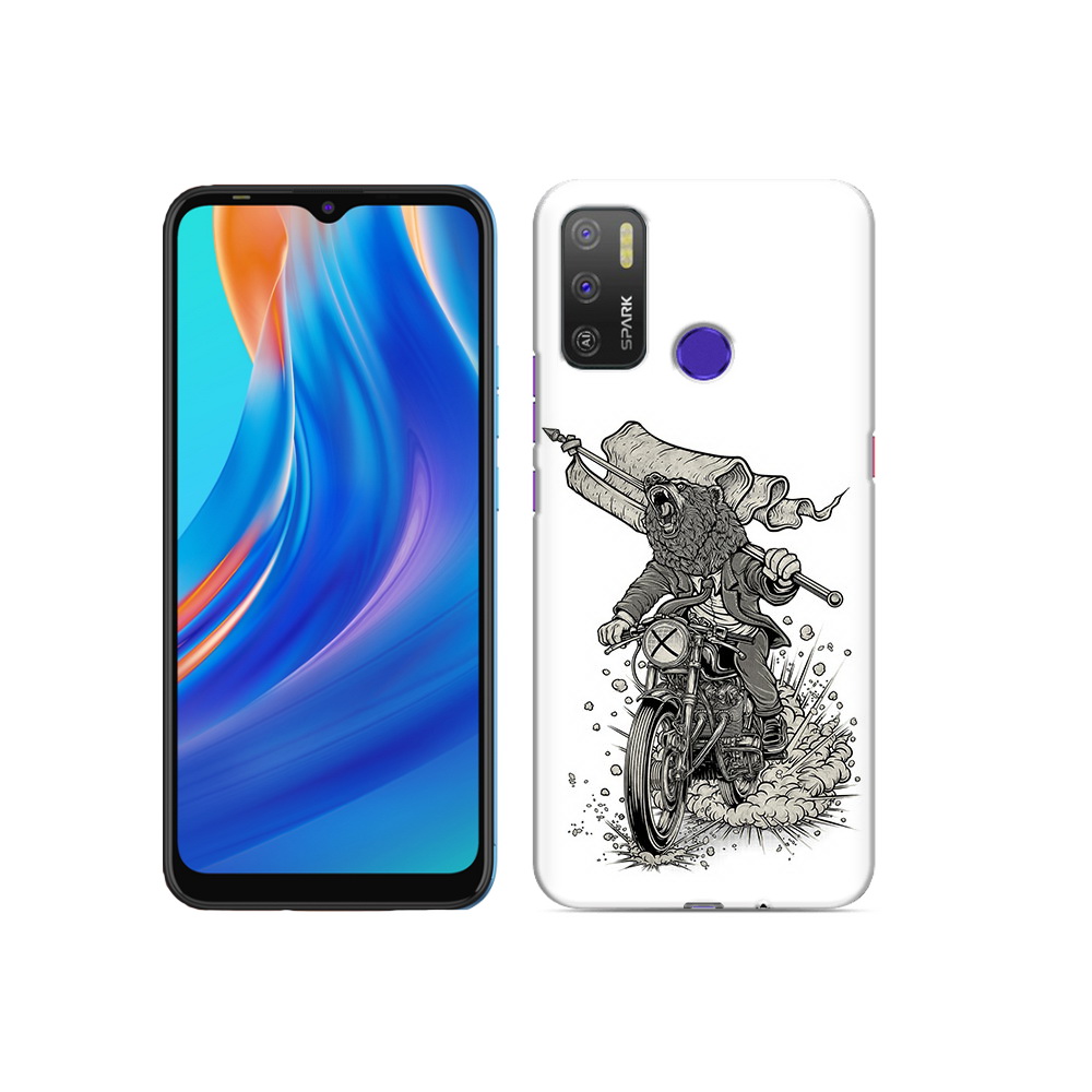 Чехол MyPads Tocco для Tecno Spark 5 Air медведь на мотоцикле