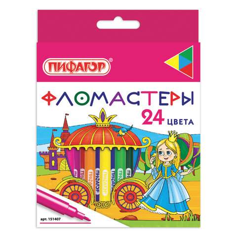 

Набор фломастеров Пифагор "Принцессы", арт. 151407, 24 цв х 10 упак.