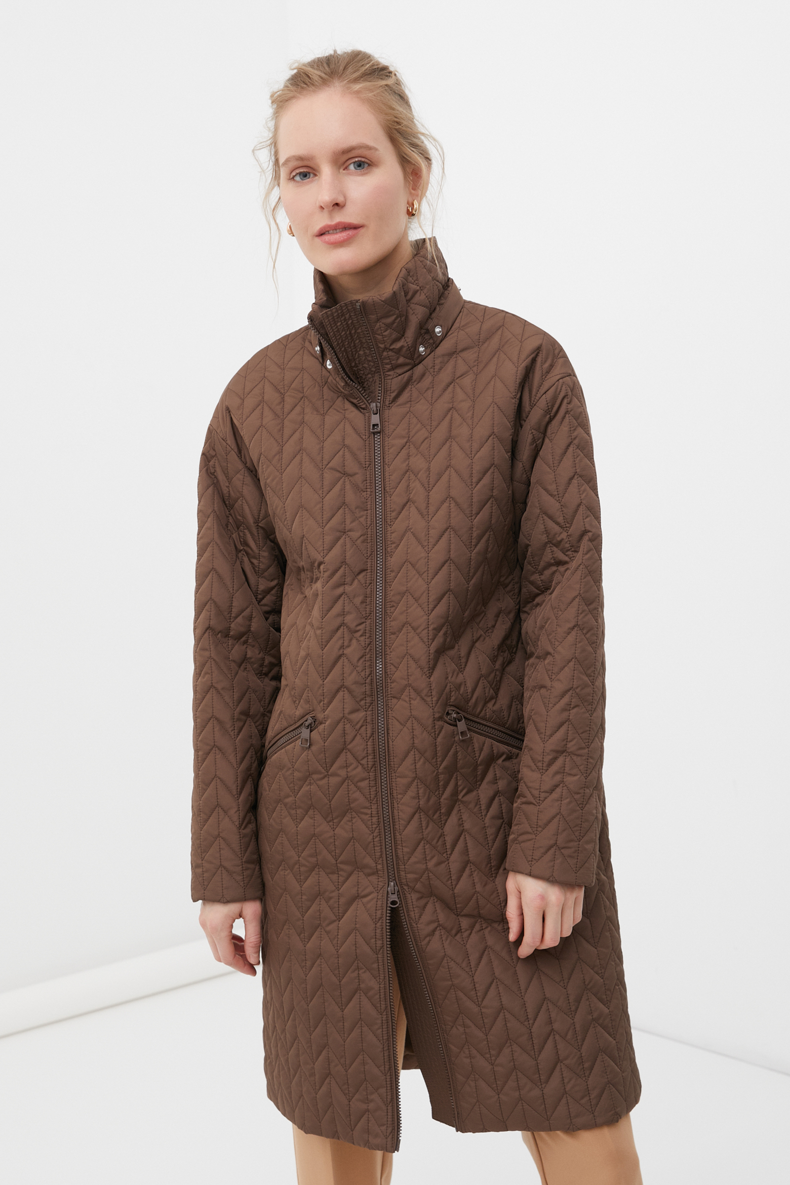 Пальто женское Finn Flare FBC11023 коричневое S