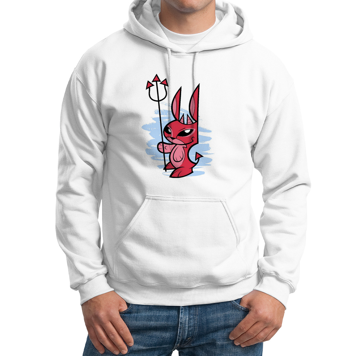 

Худи унисекс CoolPodarok Зайка дьявол белое 42 RU, Белый, M0113957