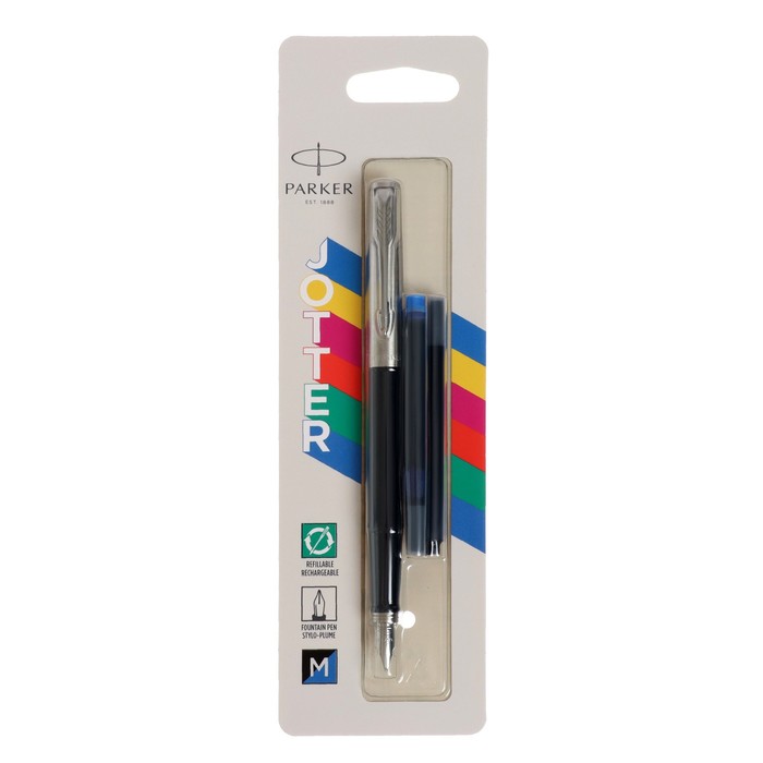 

Ручка перьевая Parker JOTTER ORIGINALS BLACK, 1.0мм, + 2 стержня (син и черн) блист 209643