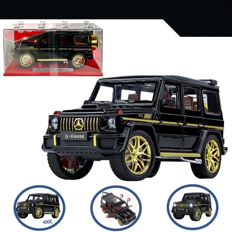 

Машинка металлическая WIZZAL инерционная коллекционная 1:24 Mercedes-Benz Гелик, Черный, 08880