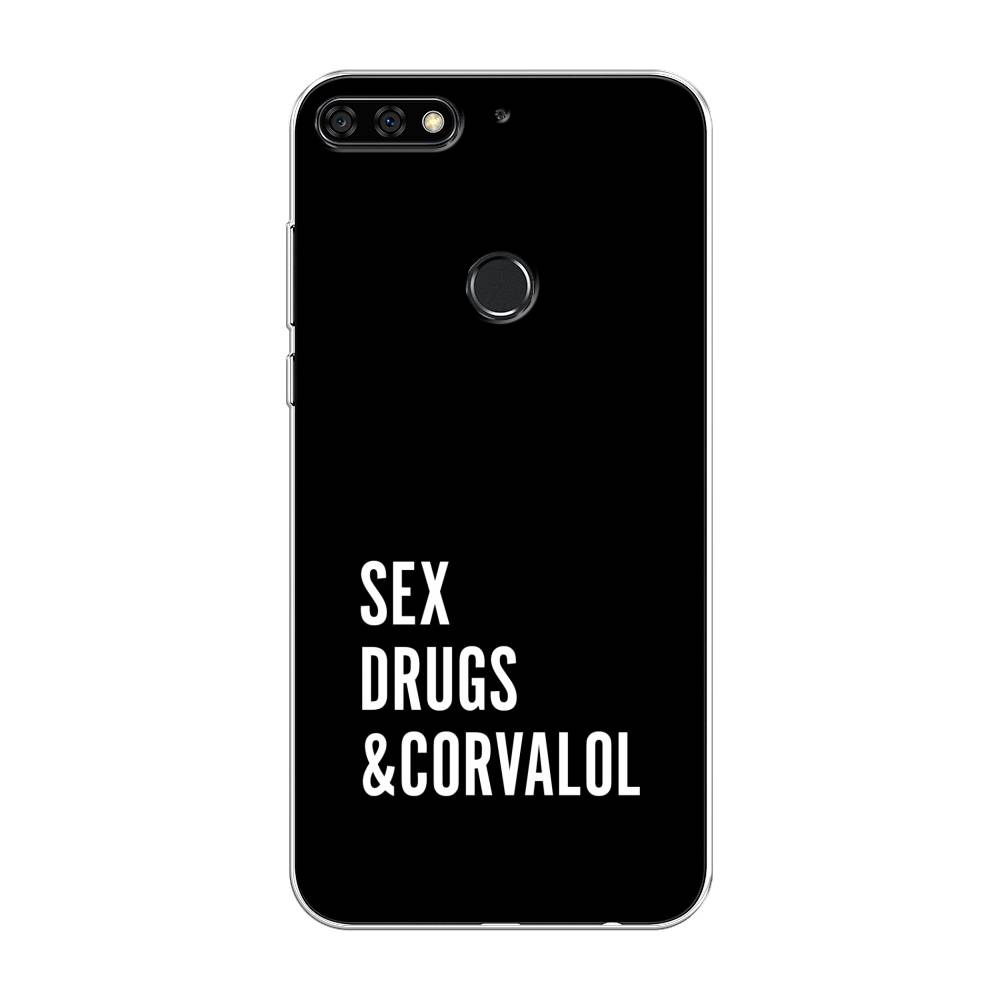 

Чехол на Huawei Y7 Prime 2018 "Corvalol", Черный;серый;белый, 66450-6