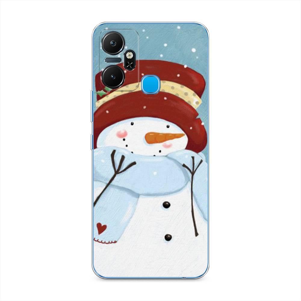 

Чехол для Infinix Smart 6 Plus "Застенчивый снеговик", Голубой;белый;красный, 3102350-5