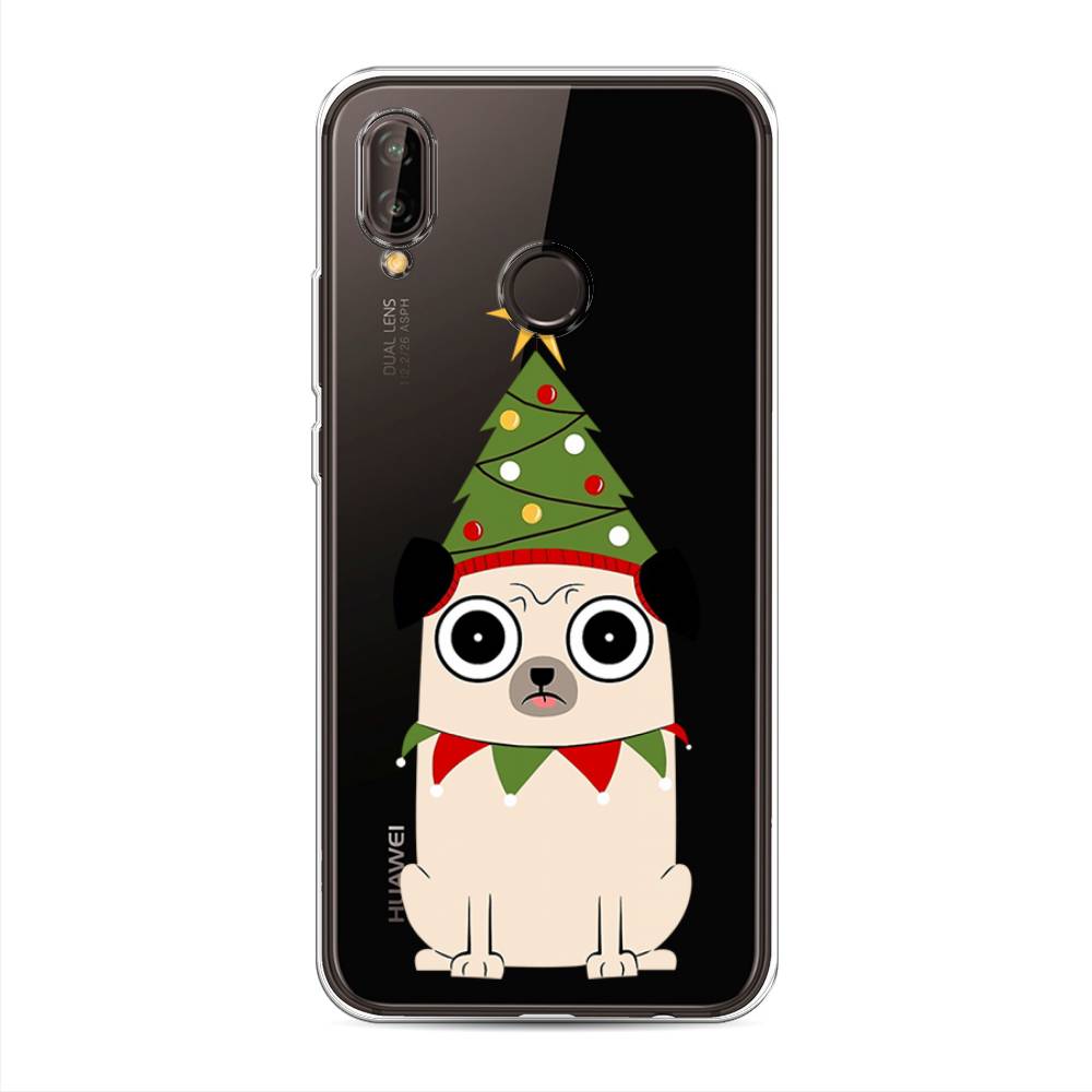 

Чехол на Huawei Nova 3 "Собачка с ёлочкой", Бежевый;красный;зеленый, 66150-1