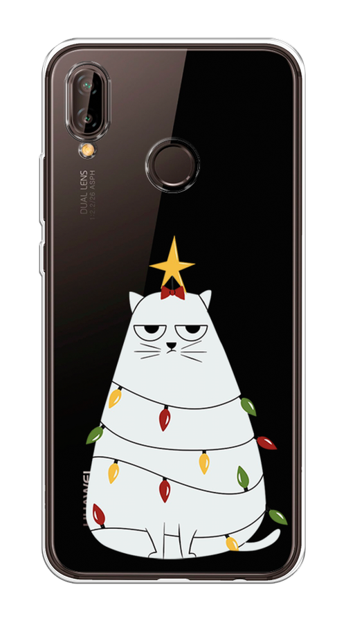

Чехол на Huawei Nova 3 "Котик в гирлянде", Белый;красный;желтый, 66150-1