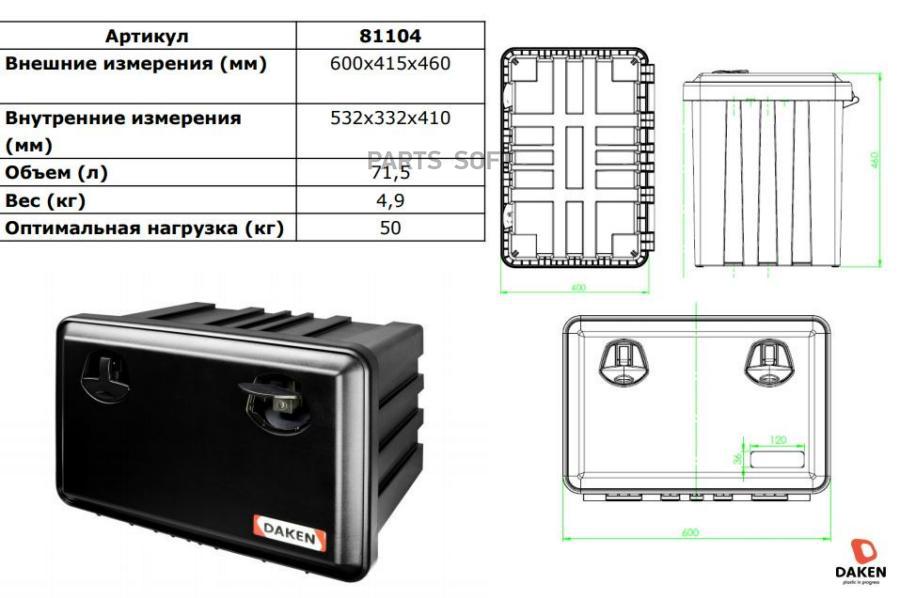 

Ящик Инструментальный Пластиковый ''Just'' 600Х415Х460 V=74Л, Мах Нагрузка 45 Кг Daken 811