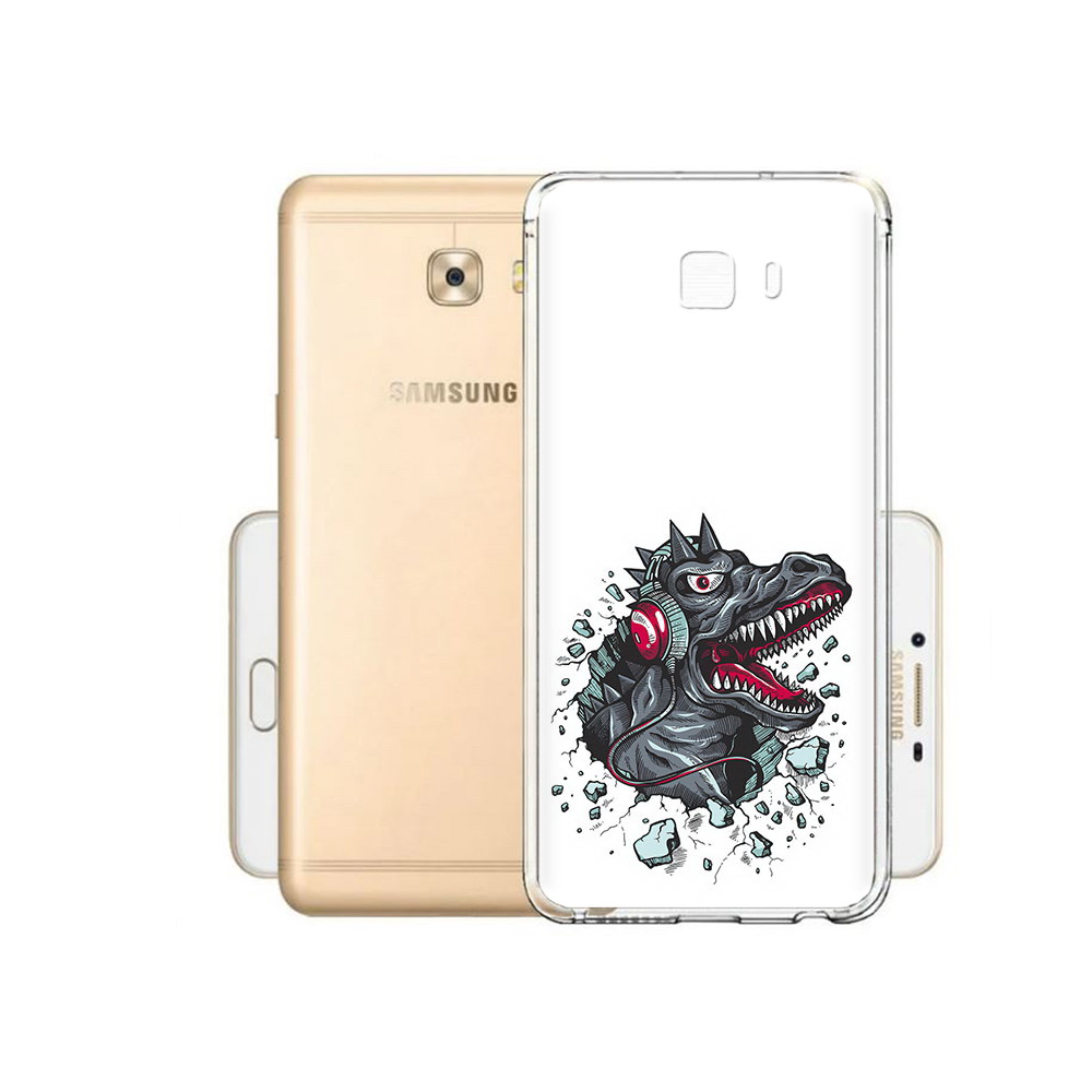 

Чехол MyPads Tocco для Samsung Galaxy C9 Pro Нарисованный динозавр в наушниках, Прозрачный, Tocco