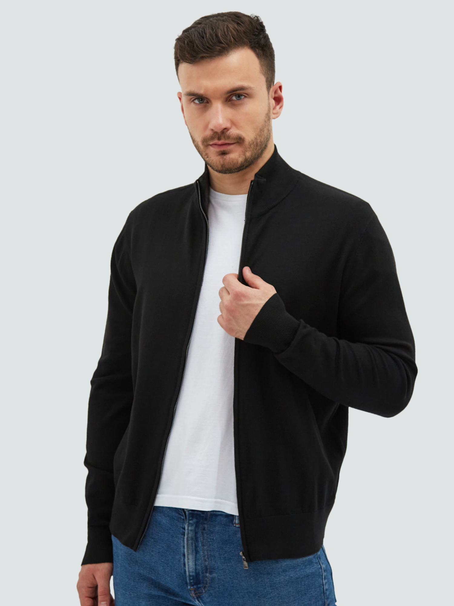 Кардиган мужской MANAFOFF 8101 черный 3XL