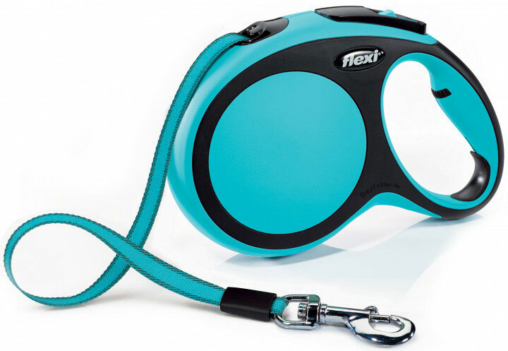 

Рулетка-поводок FLEXI New Comfort L до 50 кг лента, черный, голубой, 8 м, New Comfort