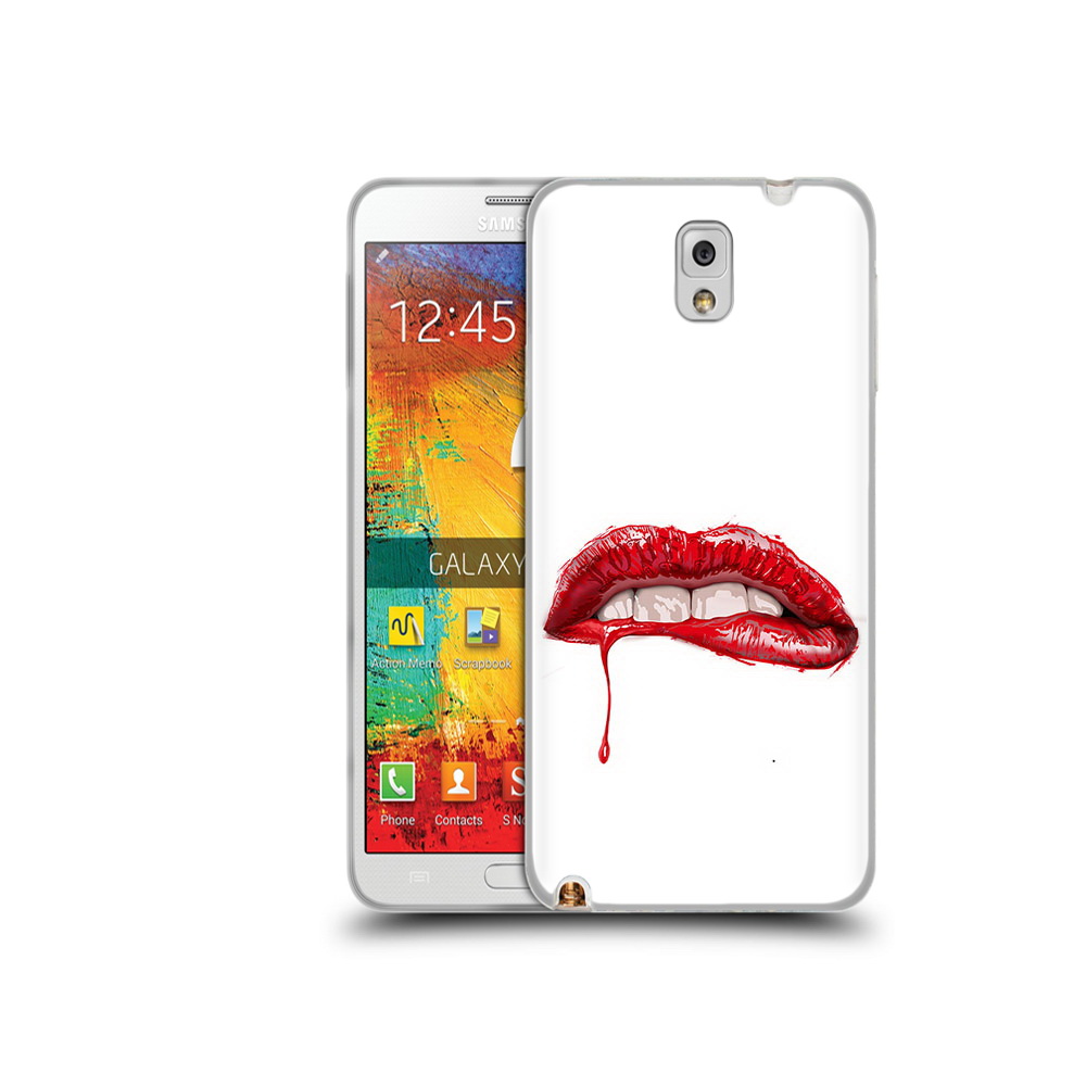 

Чехол MyPads Tocco для Samsung Galaxy Note 3 яркие красные губы, Прозрачный, Tocco