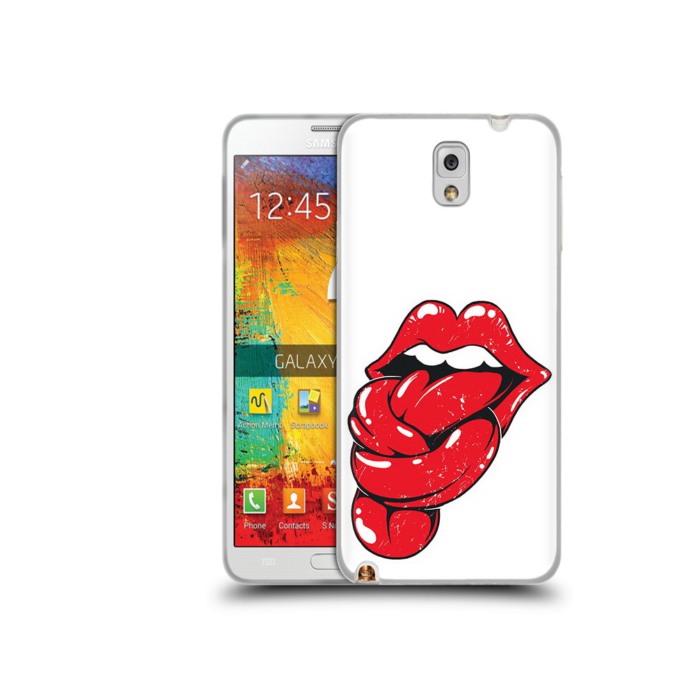 

Чехол MyPads Tocco для Samsung Galaxy Note 3 яркие губы с языком, Прозрачный, Tocco