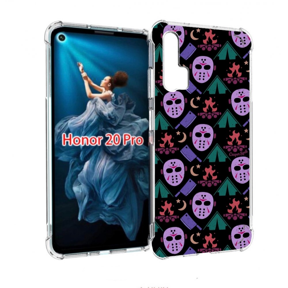 

Чехол бампер MyPads фиолетовые маски для Honor 20 Pro противоуда, Прозрачный, Tocco