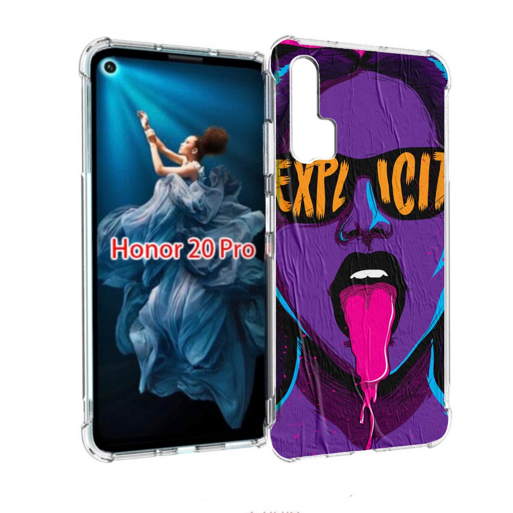 

Чехол бампер MyPads фиолетовая-девушка-в-очках женский для Honor, Прозрачный, Tocco