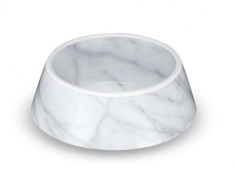 Одинарная миска для собак TarHong Carrara Marble, меламин, белый, 0,7 л