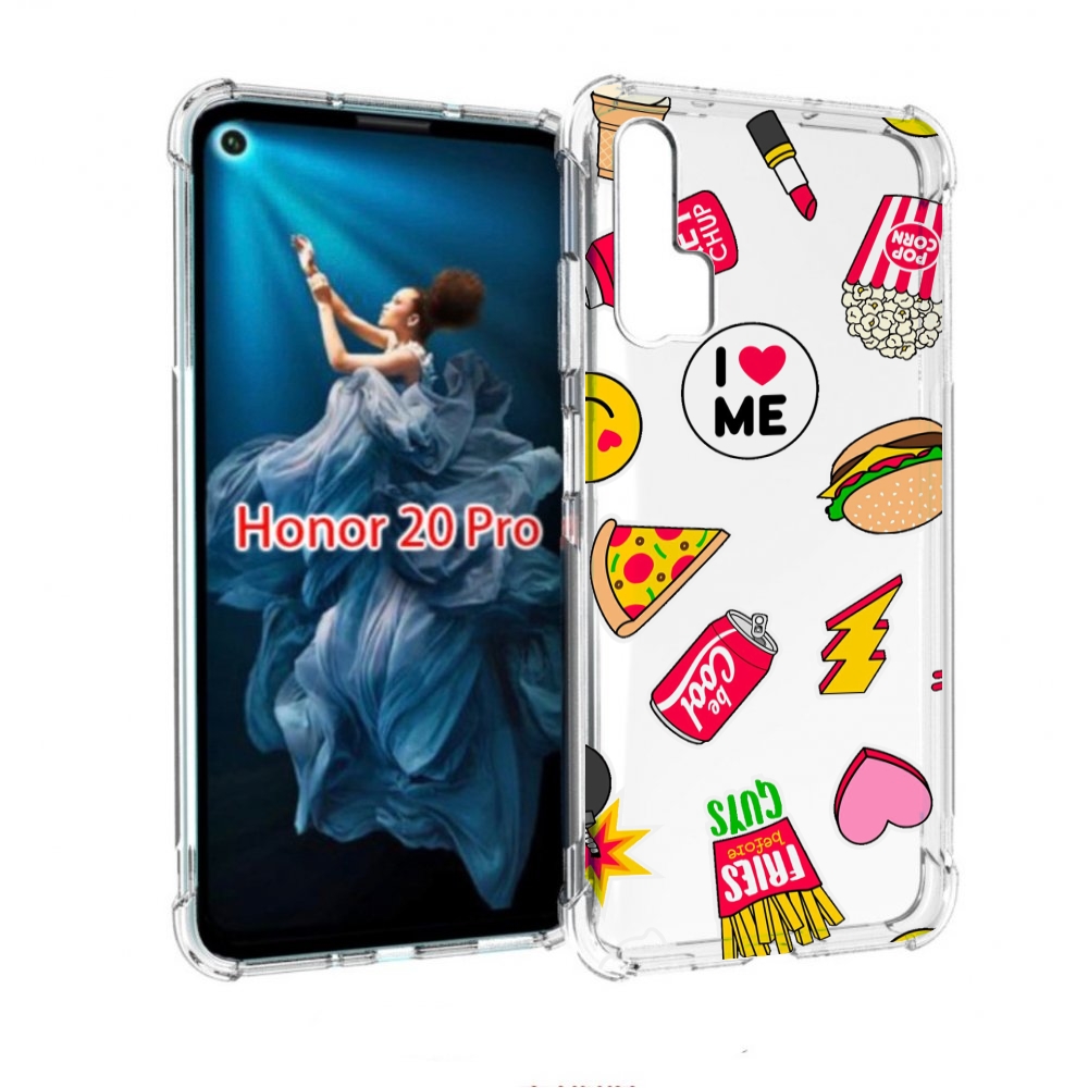 

Чехол бампер MyPads фаст-фуд для Honor 20 Pro противоударный, Прозрачный, Tocco