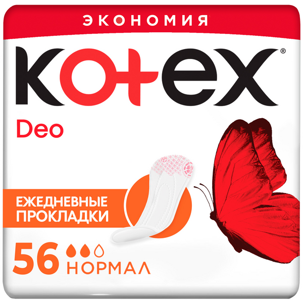 фото Ежедневные прокладки kotex deo normal 56 шт.