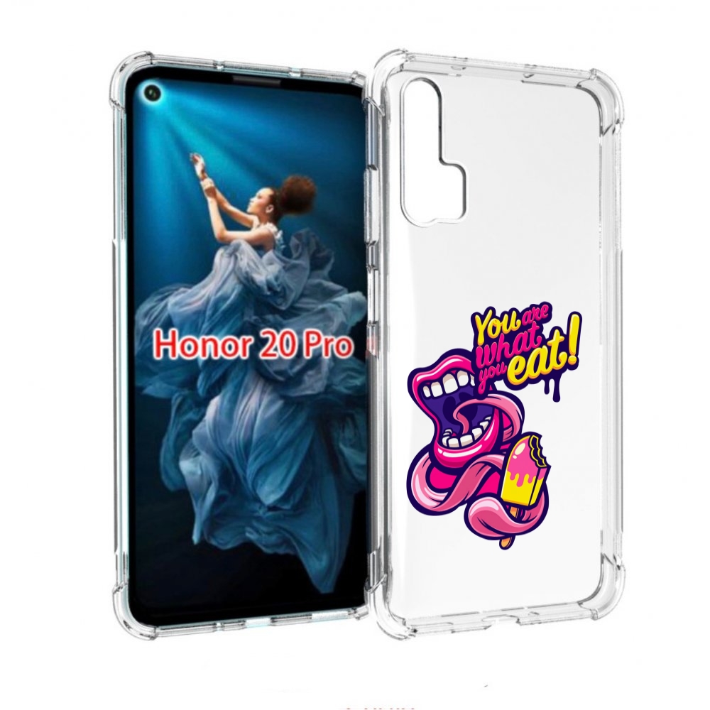 

Чехол бампер MyPads ты-то-что-ты-ешь для Honor 20 Pro противоуда, Прозрачный, Tocco