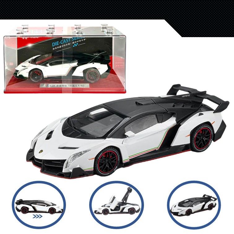 

Машинка металлическая WIZZAL инерционная коллекционная 1:24 Lamborghini Veneno, Белый, 08863