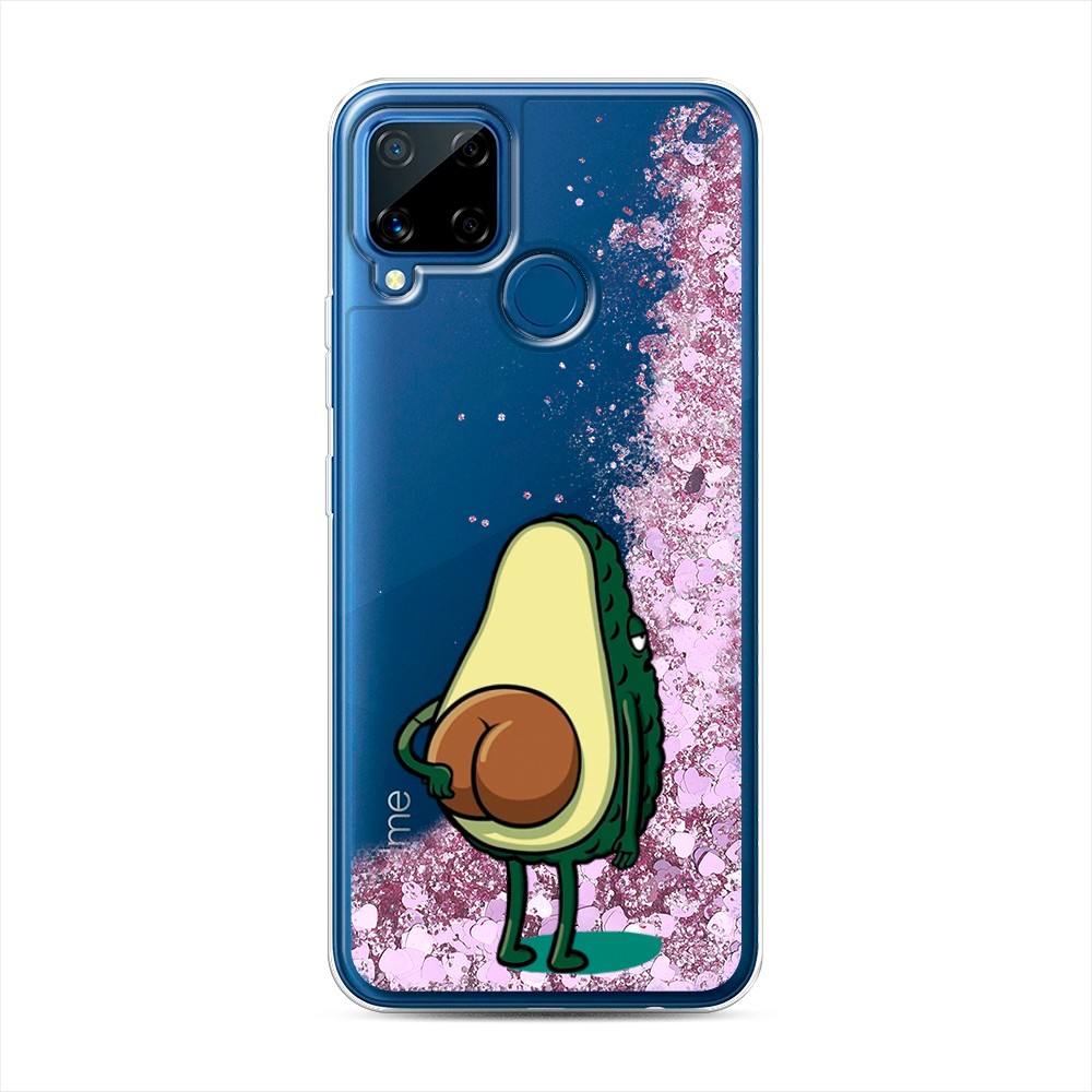 

Жидкий чехол с блестками "Попа авокадо" на Realme C15, 255094-1