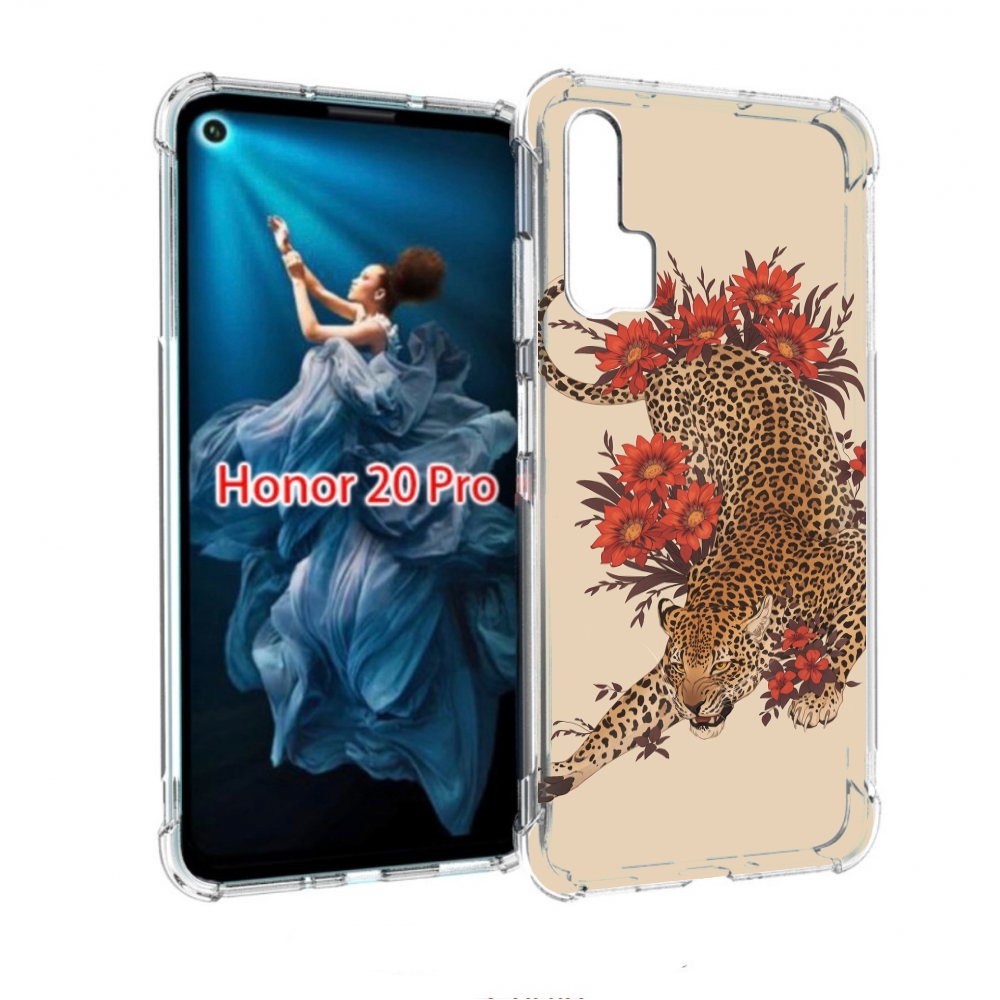 

Чехол бампер MyPads тигр-из-цветов для Honor 20 Pro противоударный, Прозрачный, Tocco