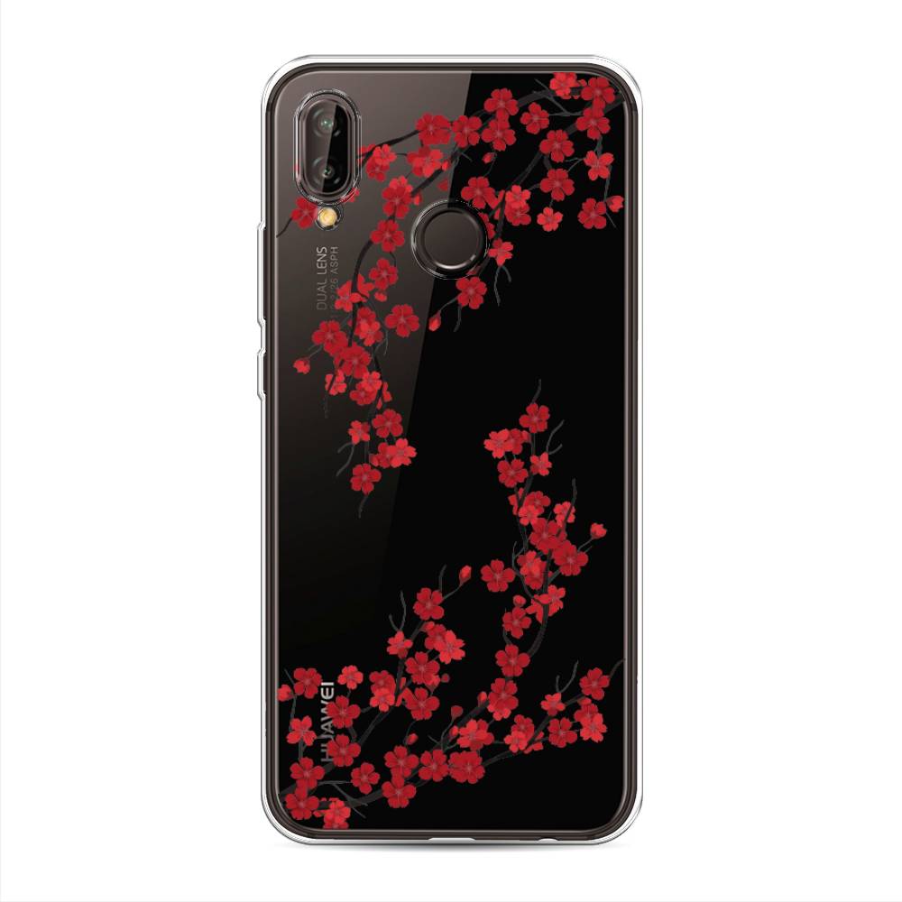 

Чехол на Huawei Nova 3 "Красная сакура", Красный;черный, 66150-2
