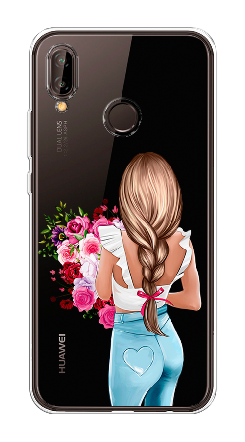 

Чехол на Huawei Nova 3 "Девушка с цветами", Коричневый;розовый;голубой, 66150-6