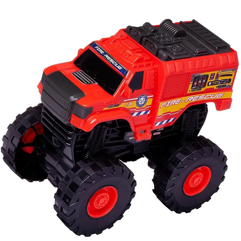 

игрушка машинка Junfa Джип-внедорожник 4х4 Гнев монстра 1:16, пожарная игрушка машинка, Красный