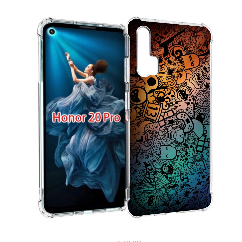 

Чехол бампер MyPads стикеты в тени для Honor 20 Pro противоударный, Прозрачный, Tocco