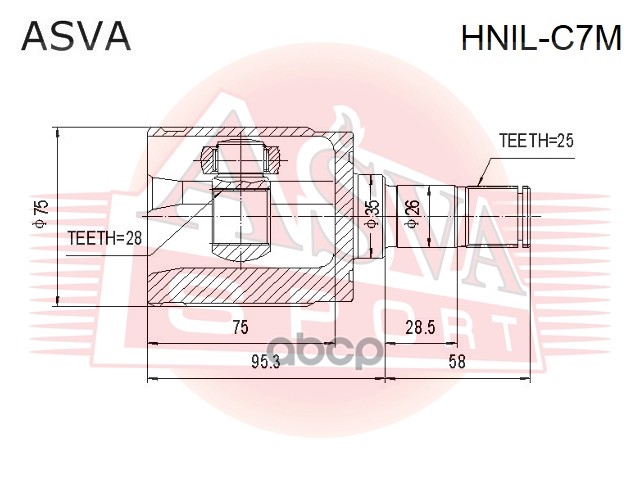 

Asva Hnilc7M Шрус Внутренний Левый 28X35X25