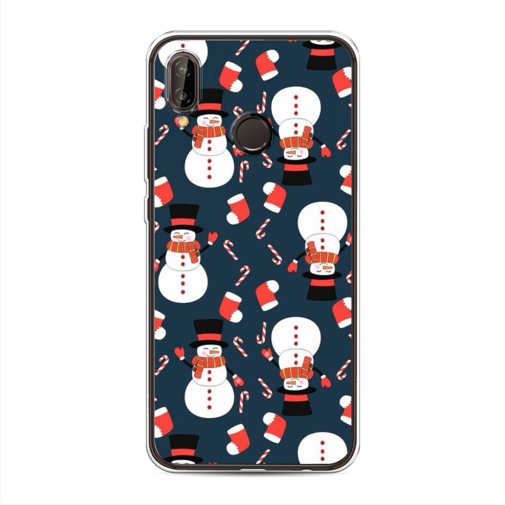 

Чехол на Huawei Nova 3 "Синие снеговики", Синий;белый;красный, 66150-5