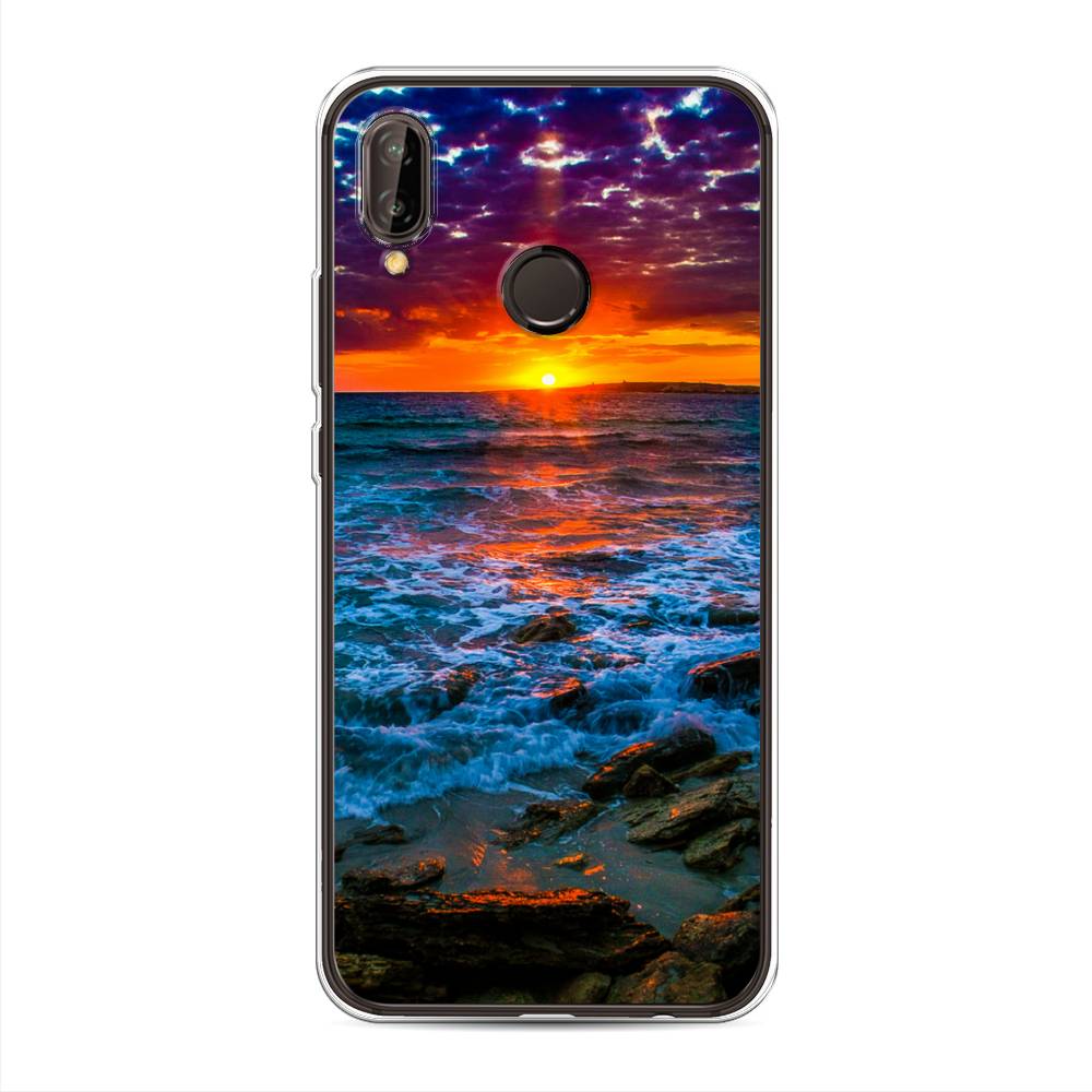 

Чехол на Huawei Nova 3 "Закат 1", Оранжевый;синий, 66150-2