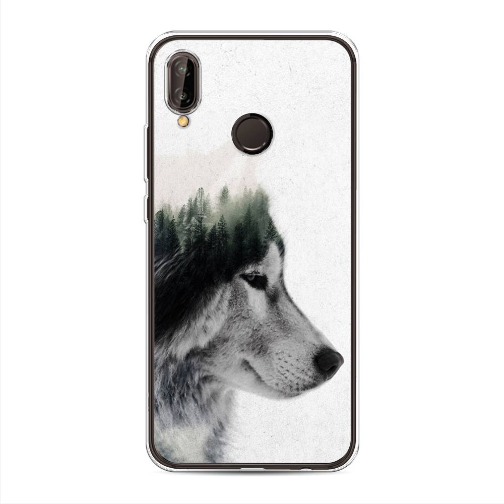 

Чехол на Huawei Nova 3 "Волк лес", Серый;белый, 66150-1