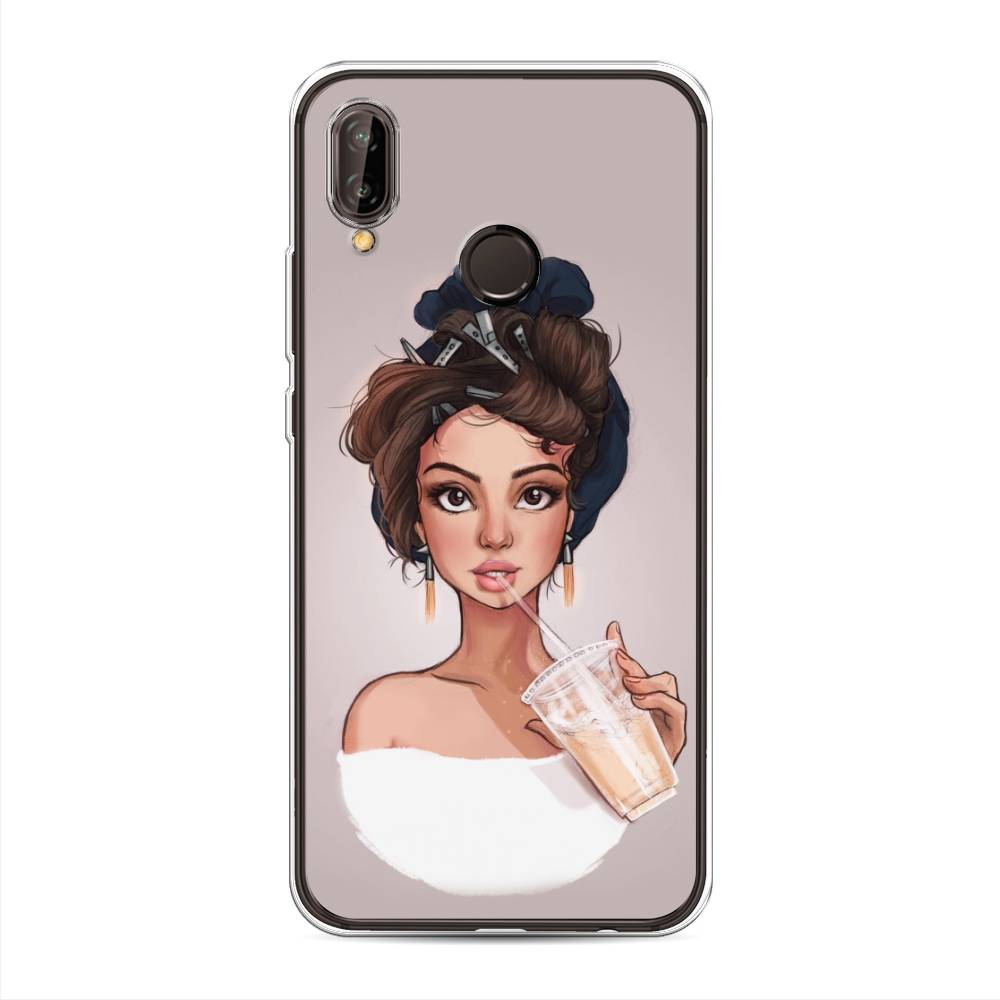 

Чехол на Huawei Nova 3 "Девушка с фраппе", Серый, 66150-6
