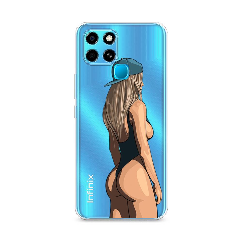 

Чехол на Infinix SMART 6 "Девушка в черном купальнике", Зеленый;бежевый;черный, 3101050-6