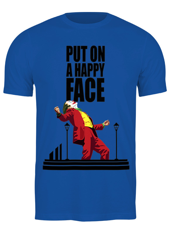 

Футболка мужская Printio Put on a happy face синий 2XL, Put on a happy face