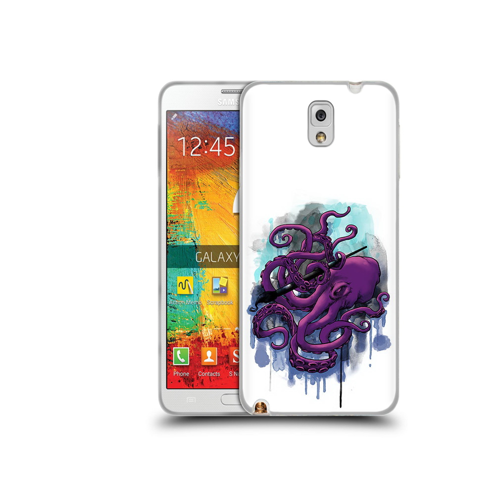 

Чехол MyPads Tocco для Samsung Galaxy Note 3 фиолетовый осьминог, Прозрачный, Tocco