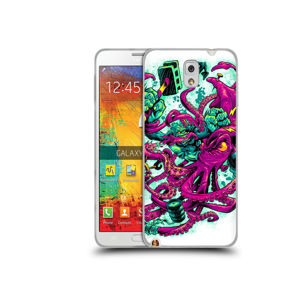 

Чехол MyPads Tocco для Samsung Galaxy Note 3 фиолетовый кракен, Прозрачный, Tocco