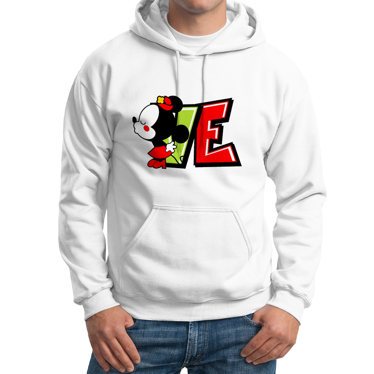 

Худи унисекс CoolPodarok Ve Love любовь белое 42 RU, Белый, M0113906